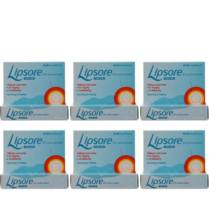 Bells Lipsore Aciclovir Cold Sore Cream 2g - Pack of 6