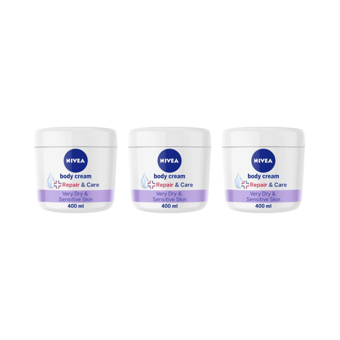 Nivea Repair & Care Sensitive Body Cream 400ML - Pack of 3