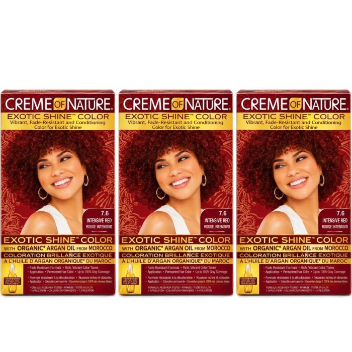 Creme of Nature Exotic Shine Hair Colour - 7.6 Intensive Red - Pack of 3