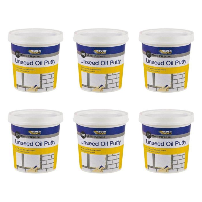 Everbuild 101 Multi-Purpose Linseed Oil Putty Natural 1KG - Pack of 6