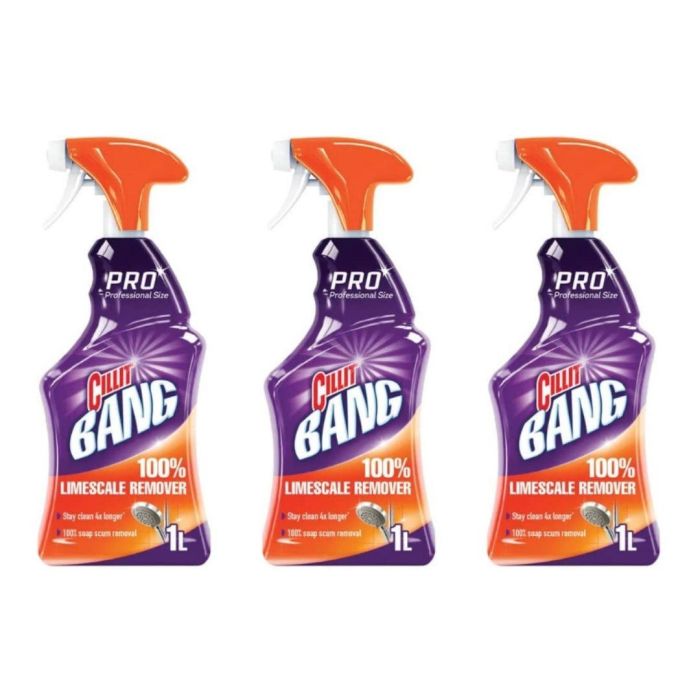 Cillit Bang Limescale & Grime Remover for Kitchen Bathroom 1 L - Pack of 3