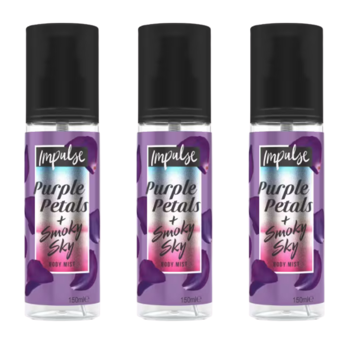 Impulse Purple Petals & Smoky Sky Body Mist 150ml - Pack of 3