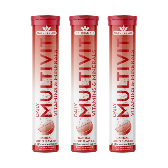 Natures Aid Daily Multivit Vitamins Effervescent 20 Tablets - Pack of 3
