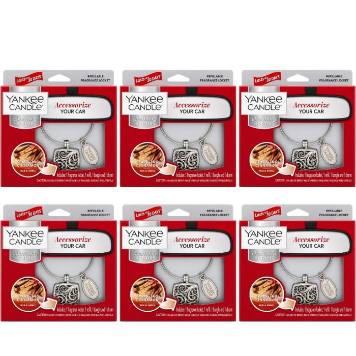 Yankee Candle Sparkling Cinnamon Car Fragrance Starter Kit - Pack of 6