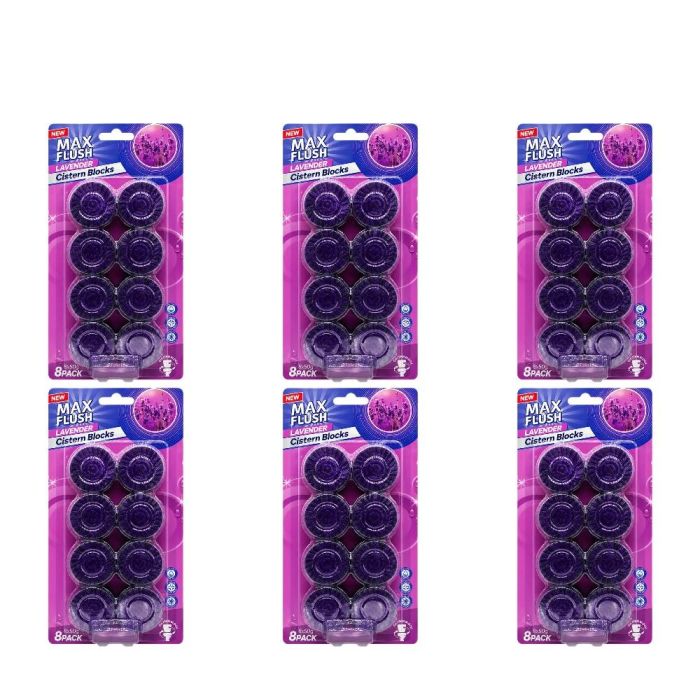 Max Flush Lavender Cistern Toilet Blocks 8 x 50g - Pack of 6