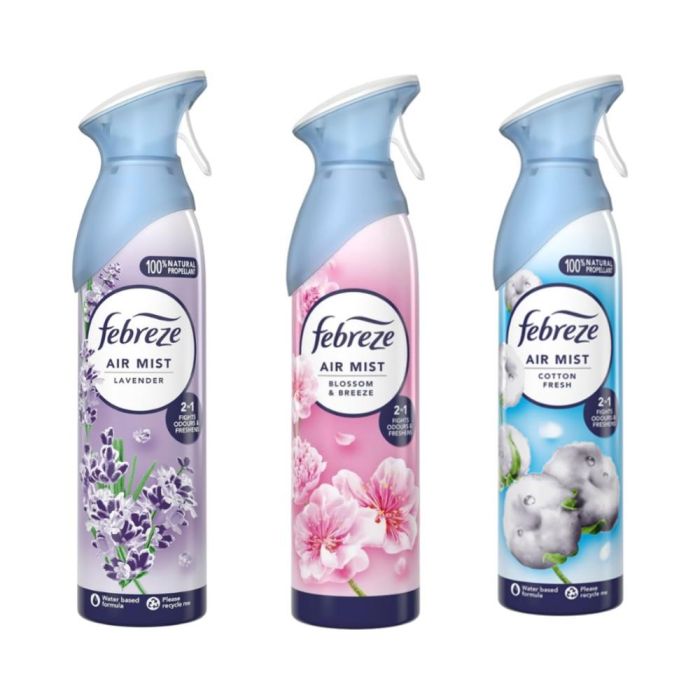 Febreze Air Mist Fragrance Bundle – Cotton Fresh, Blossom & Breeze & Lavender 185ml Each