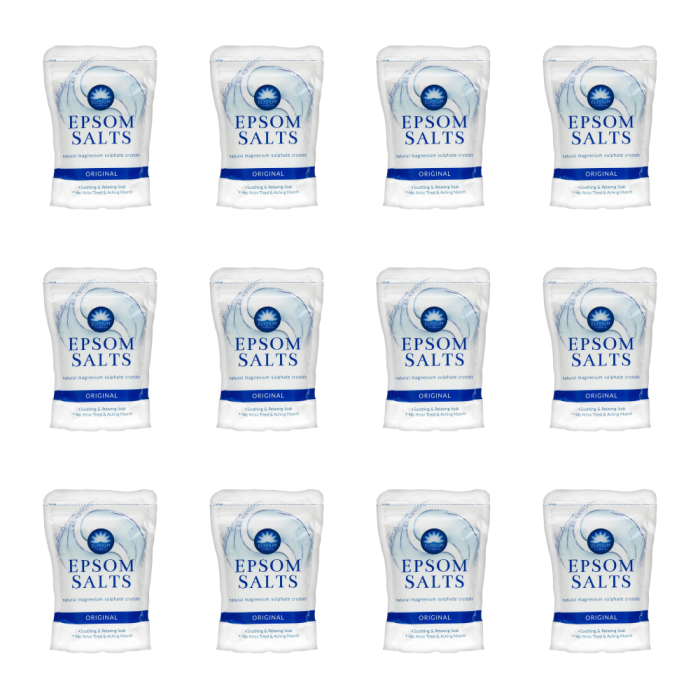 Elysium Spa Epsom Bath Salts Magnesium Sulphate Soak 450g - Pack of 12