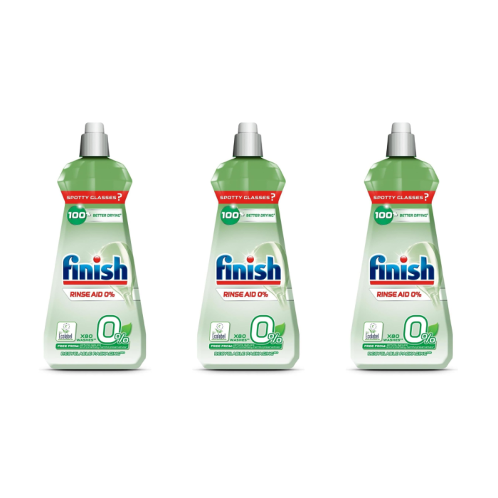 Finish Rinse Aid 0% Dishwasher 400ML - Pack of 3