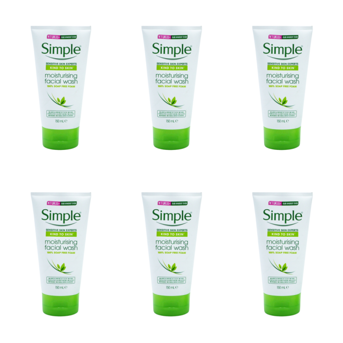 Simple Kind to Skin Moisturising Facial Wash 150 ML - Pack of 6