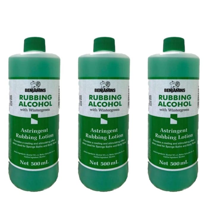 Benjamins Wintergreen Rubbing Alcohol 500ml - Pack of 3