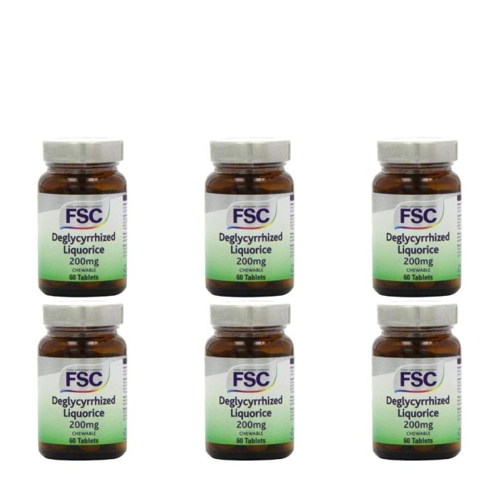 Fsc Deglycyrrhized Liquorice Chewable 60 Tablets - Pack of 6