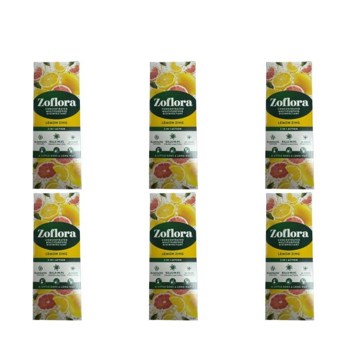 Zoflora Lemon Zing Concentrated Disinfectant 120ml - Pack of 6