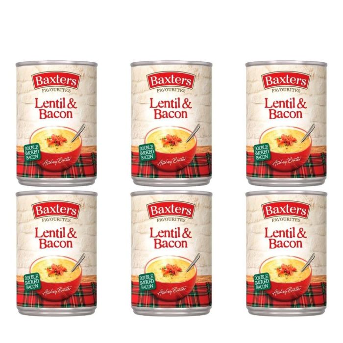 Baxters Favourites Lentil & Bacon Soup 400g - Pack of 6