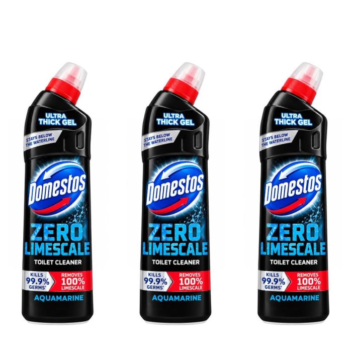 Domestos Zero Limescale Aquamarine Toilet Cleaner 750ml - Pack of 3