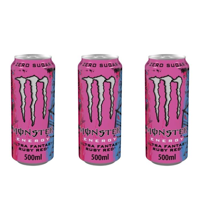 Monster Energy Ultra Fantasy Ruby Red Drink 500ml - Pack of 3