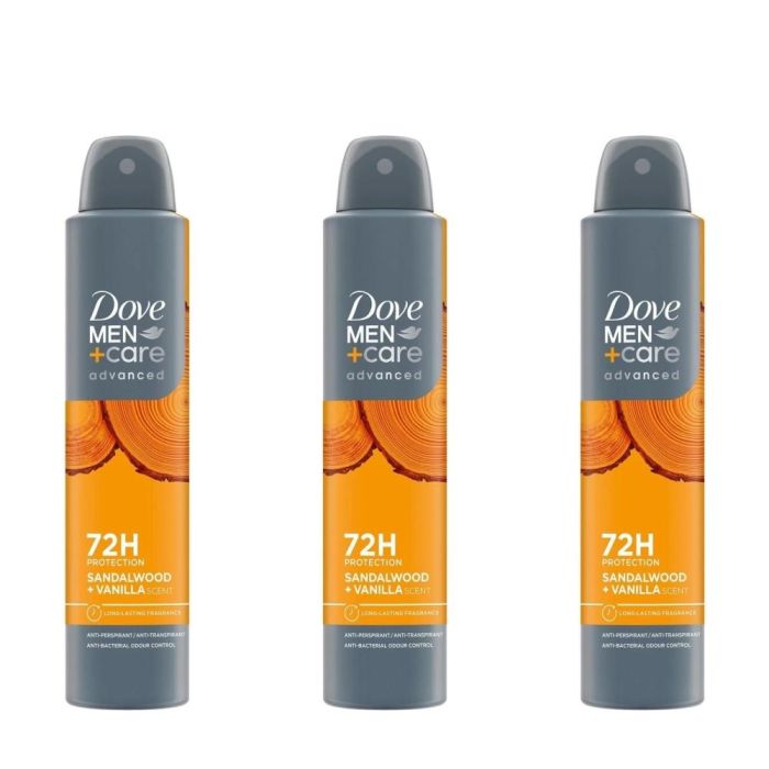Dove Men+Care Sandalwood Vanilla Antiperspirant Spray 250ml - Pack of 3