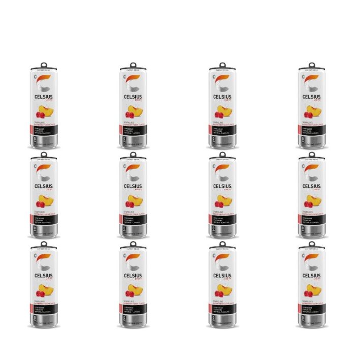 Celsius Raspberry Peach Sparkling Energy Drink 355ml - Pack of 12