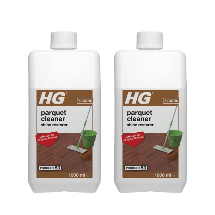 HG Parquet Cleaner Shine Restorer Wooden Floor Gloss Fresh Scent 1L - Pack of 2