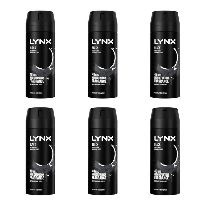 Lynx Black Body Spray Deodorant 150 ML - Pack of 6