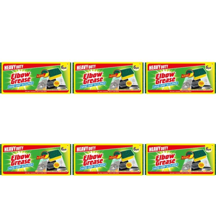 Elbow Grease Heavy Duty Hand Grip Kitchen Scourers 6 Count - Pack of 6