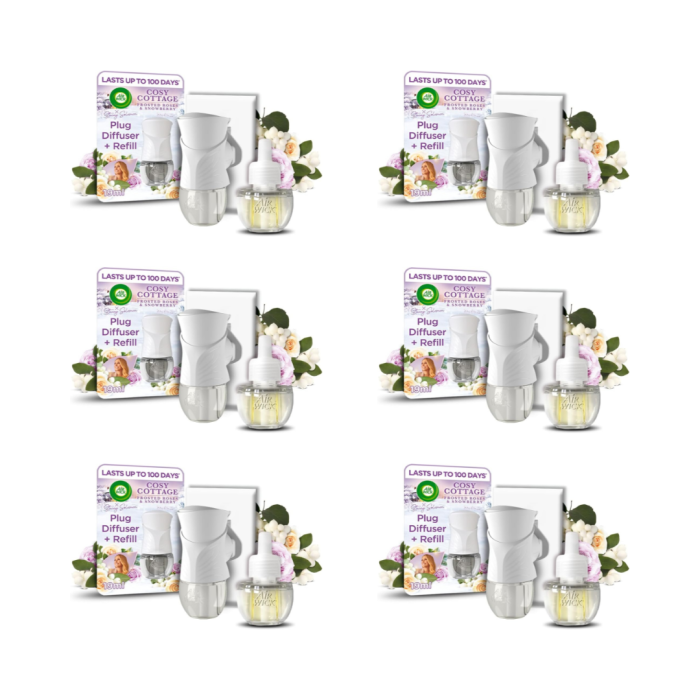 Air Wick Cosy Cottage Frosted Roses & Snowberry Plug-In Diffuser Kit with Refill 19ml x 6