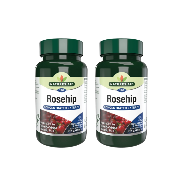 Natures Aid Rosehip concentrated Extract 750mg 120 Capsules - Pack of 2