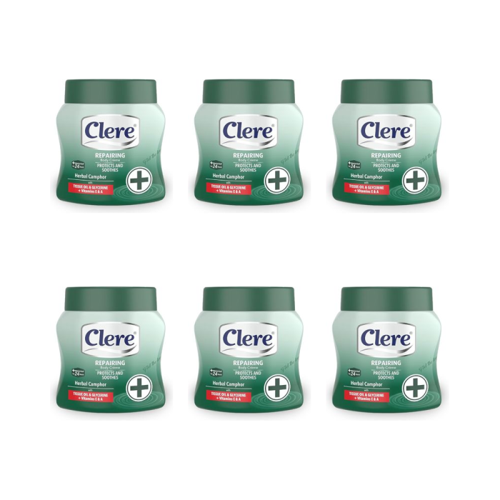 Clere Repairing Body Cream with Herbal Camphor 500ml - Pack of 6