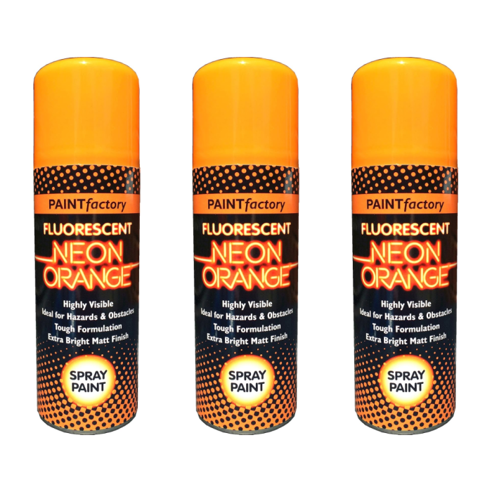 Paint Factory Neon Orange Spray Paint 200ml - Pack of 3