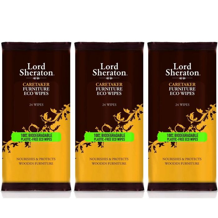 Lord Sheraton Caretaker Furniture Eco Wipes 24 Count - Pack of 3