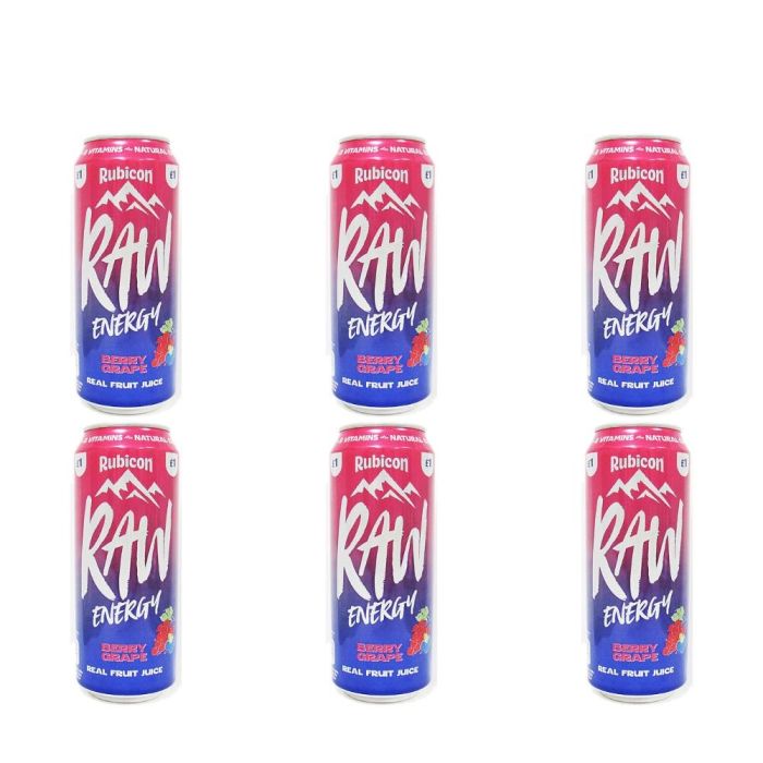 Rubicon Raw Berry & Grape Energy Drink 500ml - Pack of 6