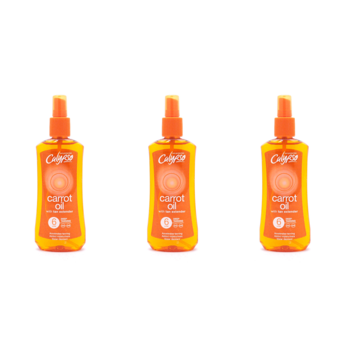 Calypso Carrot Oil SPF6 Tan Extender Moisturising Oil 200ml - Pack of 3