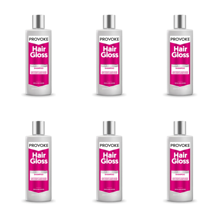 Provoke Hair Gloss High-Shine Coat Shampoo 200ml - Pack of 6