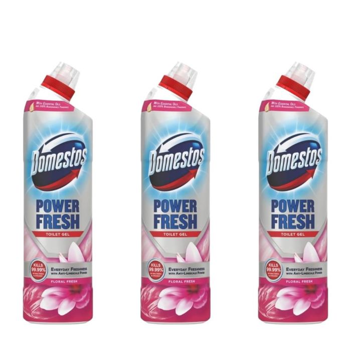 Domestos Power Fresh Floral Toilet Gel 750ml - Pack of 3