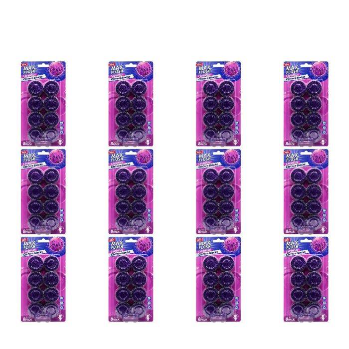 Max Flush Lavender Cistern Toilet Blocks 8 x 50g - Pack of 12
