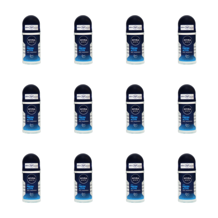 Nivea Men 72h Fresh Active Infinifresh Roll On Deodorant 50ml - Pack of 12