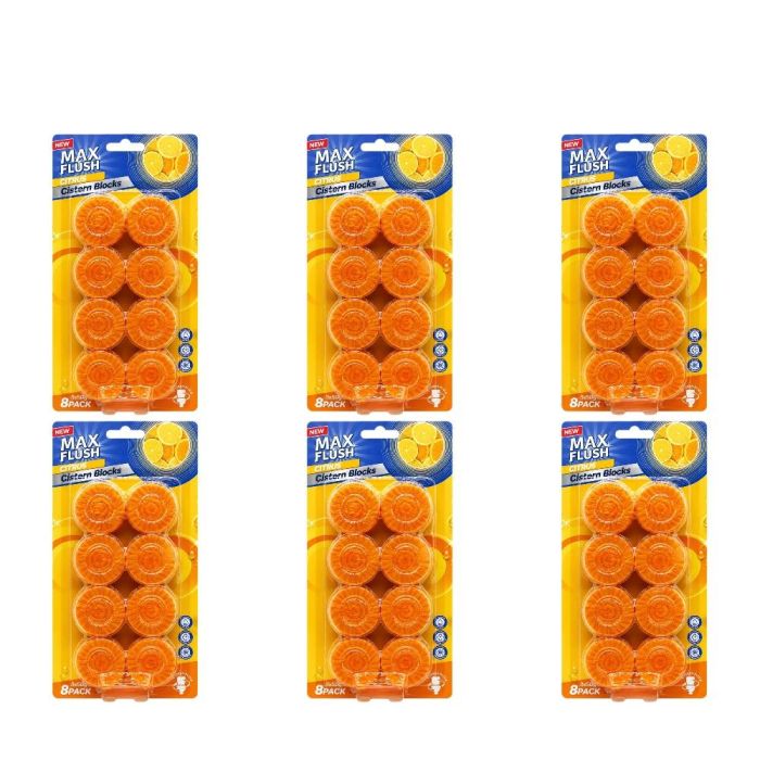 Max Flush Citrus Sparkle Cistern Blocks 8 x 50g - Pack of 6