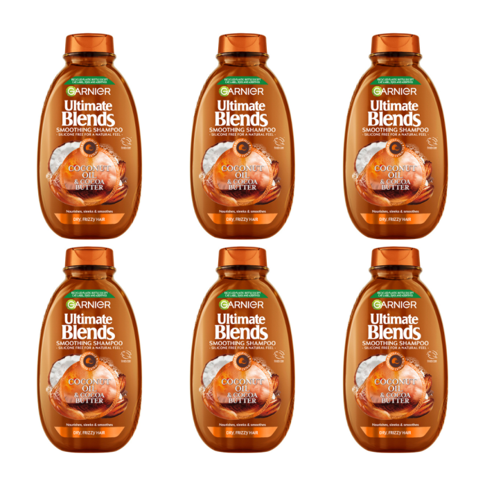 Garnier Ultimate Blends Coconut Oil & Cocoa Butter Shampoo 400ml - Pack of 6