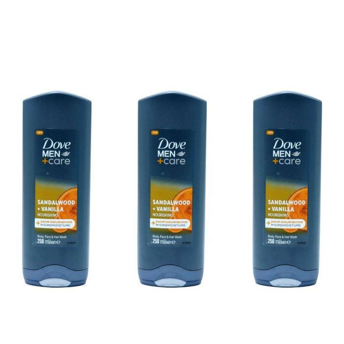 Dove Men+Care Sandalwood & Vanilla Shower Gel 250ml - Pack of 3