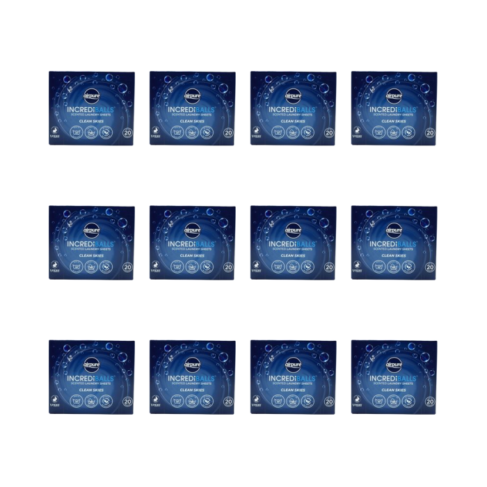Airpure Incrediballs Laundry Sheets Clean Skies 20 Washes - Pack of 12