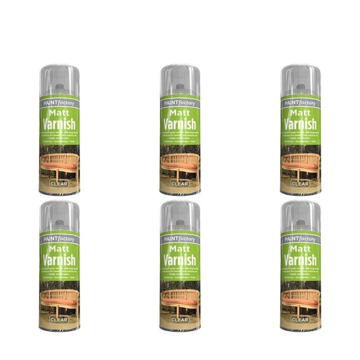 Paint Factory Clear Matt Varnish Spray 400ml - Pack of 6