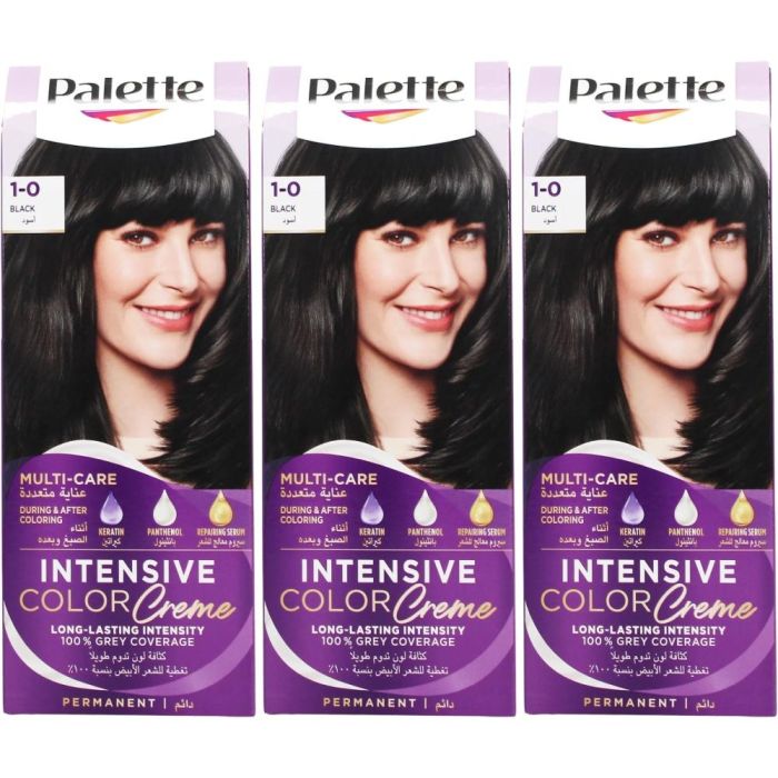 Palette Intensive Creme Hair Color - 1-0 Black - Pack of 3