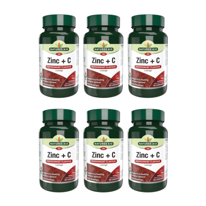Natures Aid Zinc & Vitamin C Lozenges with Rosehip 30 Lozenges - Pack of 6