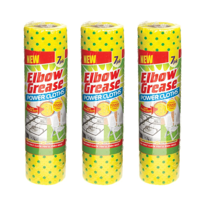 Elbow Grease Power Cloths with Scrub Dots Yellow 7 pk - Pack of 3