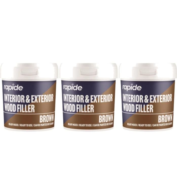 Rapide Brown Interior Exterior Wood Filler 470g - Pack of 3