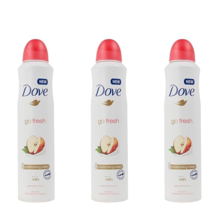 Dove Apple & White Tea Antiperspirant Deodorant Spray 250ml - Pack of 3