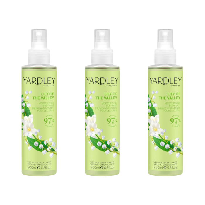 Yardley London Lily of the Valley Women Moisturising Body Mist 200ML - Pack of 3