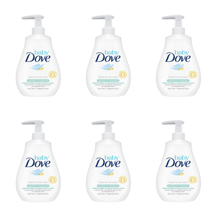 Baby Dove Head to Toe Sensitive Moisturiser 400ML - Pack of 6