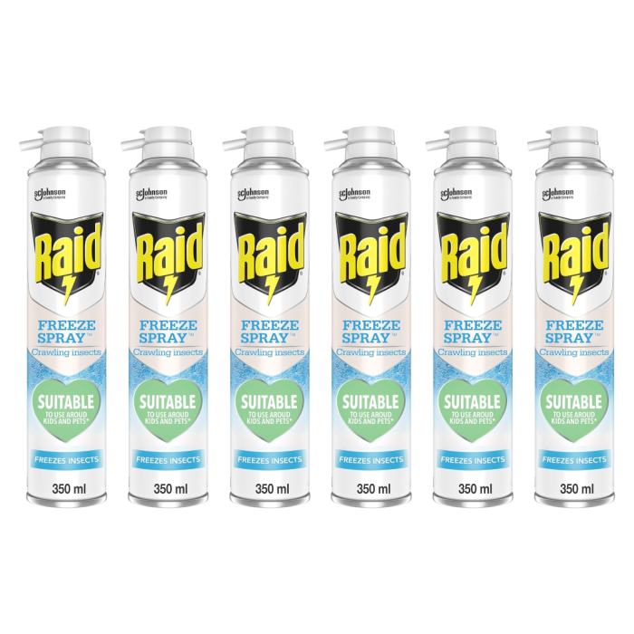 Raid Crawling Insect Freeze Spray Insecticide Free 350 ml - Pack of 6
