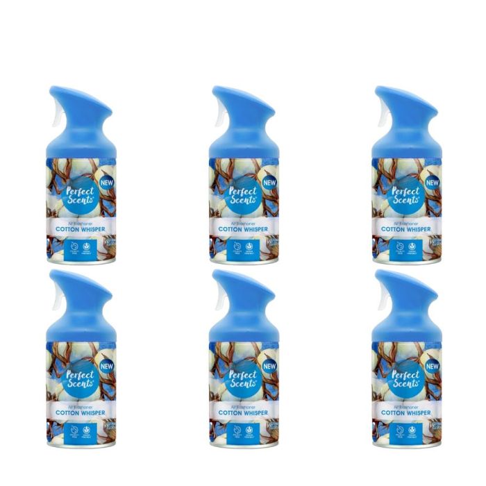 Perfect Scents Cotton Whisper Trigger Spray Air Freshener, 250ml- Pack of 6