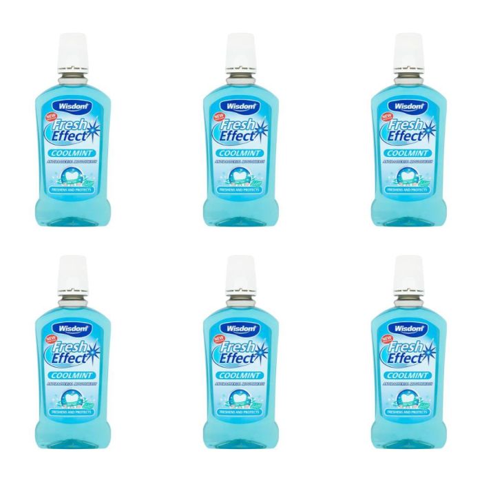 Wisdom Fresh Effect Coolmint Antibacterial Mouthwash 500 ML - Pack of 6
